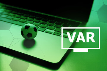 VAR (Video Assistant Referee) in soccer football game  Sport technology concept © wor_woot