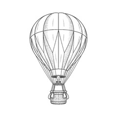 Naklejka premium Vintage Hot Air Balloon Line Art Illustration 