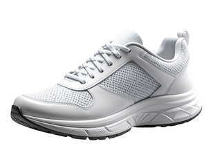  - Side View of White Running Sneakers Mockup with Soft Shadow, isolated on transparent background