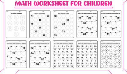 Vector multiple math worksheet for children 