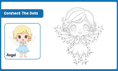 Connect The Dots Angel Hand Practice. Vector Illustration