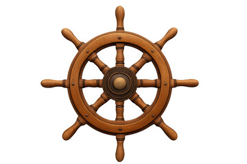 Ship wheel steering direction, representing leadership, navigation, journey, and control of maritime travel