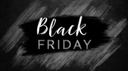 Black brush stroke background with centered Black Friday sale text