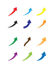 Curved Upward Arrows Vector Icons Set for Growth and Direction