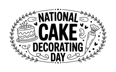 Fototapeta premium National Cake Decorating Day illustration featuring cake piping bag and festive elements for bakers and pastry artists