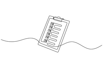 Obraz premium Clipboard with a checklist, single line art, and minimal drawing illustration