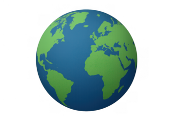 Earth globe showing europe, africa, north and south america continents, global communication and international travel concept
