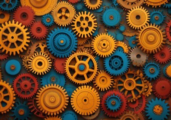 Colorful Gears and Cogs Background for Creative Design Projects