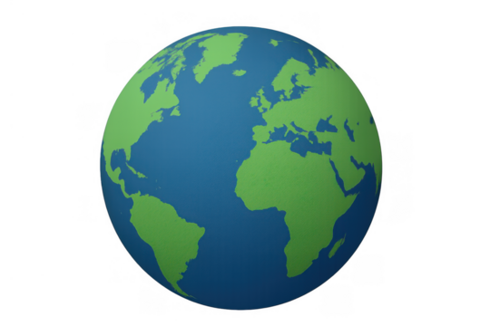 Earth globe showing europe, africa, north and south america continents, global communication and international travel concept