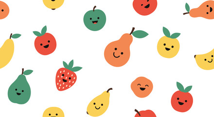 Cheerful fruit pattern on white background a delightful design.