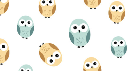 Fototapeta premium Cute owl pattern on white background for design.