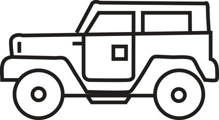 Simple Outline Off-Road Jeep or SUV Vehicle Icon Vector Graphic for Adventure and Transportation