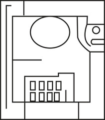 Minimalist Floor Plan Line Art Outline Drawing of a Cinema or Theater with Seating and Projector