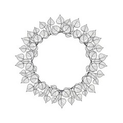 Delicate hand drawn floral wreath with leaves and blossoms. Delicate floral wreath design artistic outline beautiful natural element circular frame
