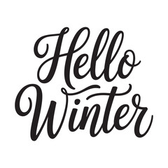 Elegant Hello Winter Calligraphy Lettering on White Background for Winter Season, typography © Jahida
