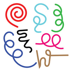 Colorful Abstract Swirls and Lines on White Background