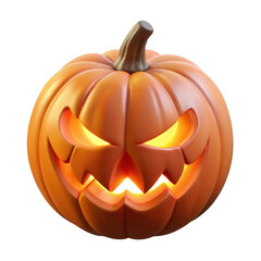 3d jack o lantern isolated on transparent background