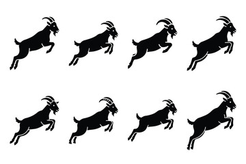 goat jumping  minimal silhouette vector icon set. animal  icon set.