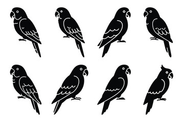 parrot sitting  minimal silhouette vector icon set. animal  icon set.