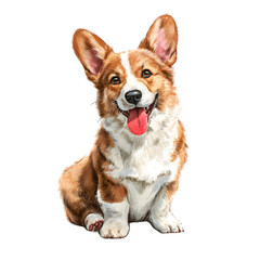 Happy Pembroke Welsh Corgi Portrait isolated on white background