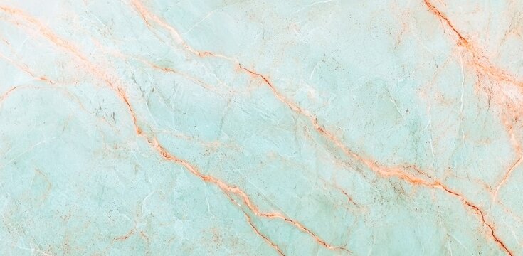 Light Blue Natural Stone Surface with Orange Veins and Patterns