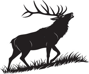 Wild Deer Silhouette Vector Illustration