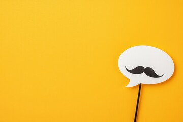 Playful speech bubble with a mustache on a vibrant yellow background