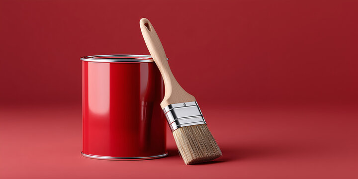 Crimson Paint: A vibrant red paint can sits, accompanied by a clean paintbrush. This image is a celebration of color and creation. 
