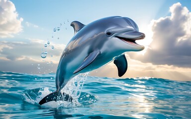 Naklejka premium Dolphin leaping from the sea