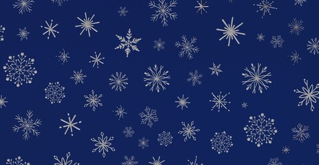 Decorative snowflake pattern on a blue background, perfect for winter and Christmas themed designs. Great for backgrounds, greeting cards, and m