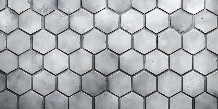 Close-up view of hexagonal concrete tiles creating a textured pattern on a surface in bright lighting