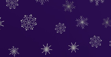 Stunning abstract design featuring silver snowflakes on a rich purple backdrop, perfect for winter holiday and festive season themes.