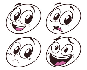 Four cartoon face expressions
