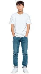 Asian young man isolated on white background