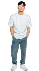 Asian young man isolated on white background