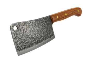 Meat cleaver with wooden handle transparent background cutout png