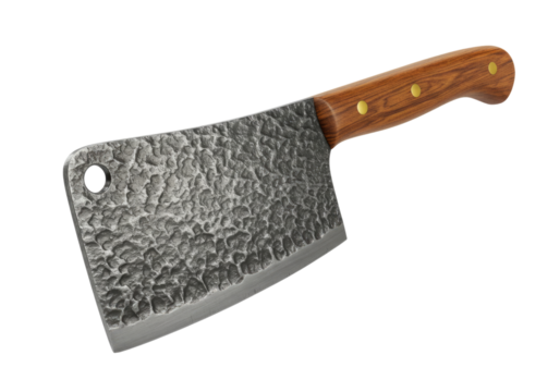 Meat cleaver with wooden handle transparent background cutout png