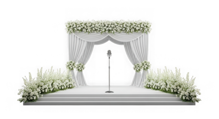 Elegant wedding arch with microphone isolated on transparent background