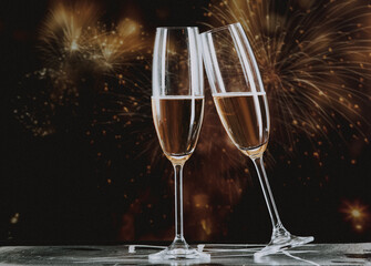 toasting with champagne glasses