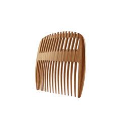 A wooden, double-sided hair comb, isolated on black background