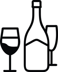 wine bottle and glass