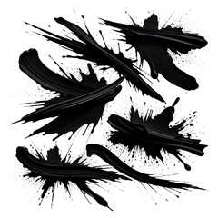 Black abstract brushstrokes on a scattered shimmering background