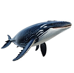 Humpback whale gracefully glides against a dark background