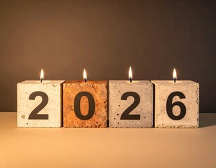 Number 2026, representing the New Year, embodies a powerful concept of change for the future. The digit is rendered with a realistic sandstone texture from nature, signifying hope for the year