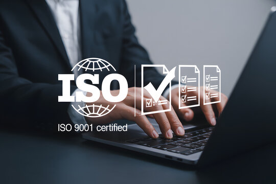 corporate iso 9001 certification process and quality management system concept