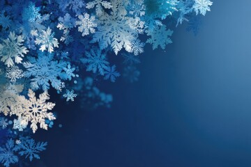 Elegant winter snowflakes on a gradient blue background with a festive feel