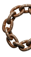 Close-up of a rusty chain links against a black background