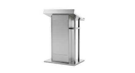 Modern silver podium lectern isolated on transparent background