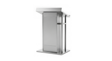 Modern silver podium lectern isolated on transparent background