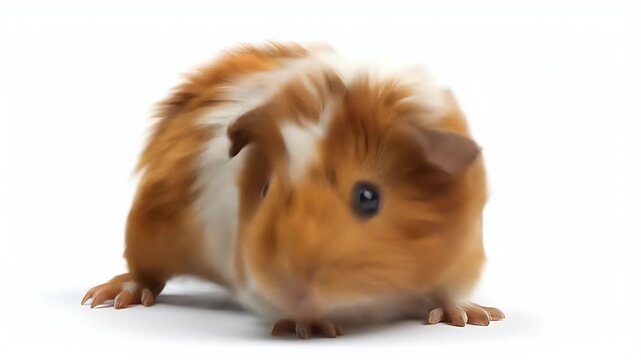 Adorable Guinea Pig on White Background, Close-Up.